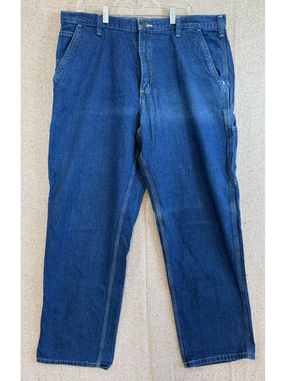 VTG Carhartt Jeans Mens 38 Blue Denim Pants Carpenter Workwear Dungaree (E)